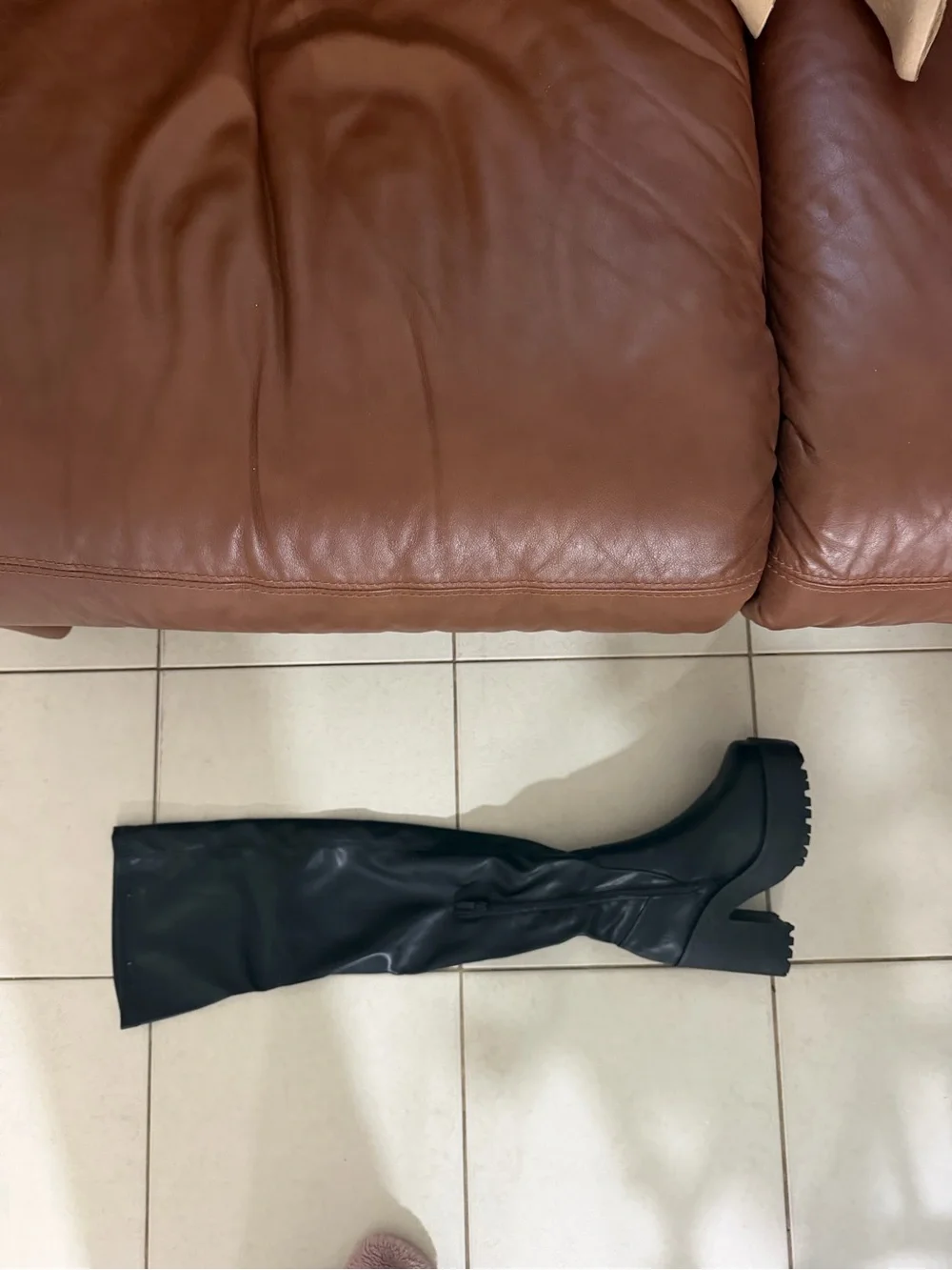 New in Box Black Platform Chunky Over The Knee Boots - Women